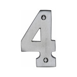 Heritage Brass Numeral 4  - Face Fix 76mm  – Heavy font